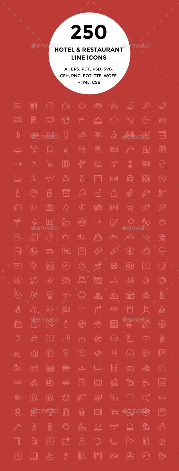 GraphicRiver 250 Hotel and Restaurant Line Icons 9951455 GraphicRiver 250 Hotel and Restaurant Line Icons 9951455