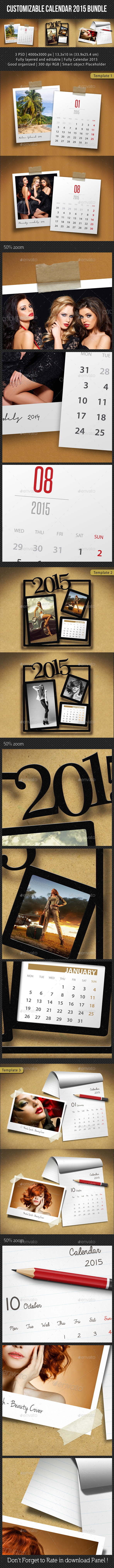GraphicRiver 3 in 1 Customizable Calendar 2015 Bundle V02 9953534 GraphicRiver 3 in 1 Customizable Calendar 2015 Bundle V02 9953534