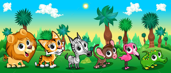 GraphicRiver Animals in Forest 9954297 GraphicRiver Animals in Forest 9954297