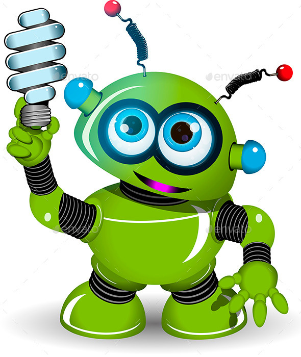 GraphicRiver Green Robot and Lamp 9954442 GraphicRiver Green Robot and Lamp 9954442