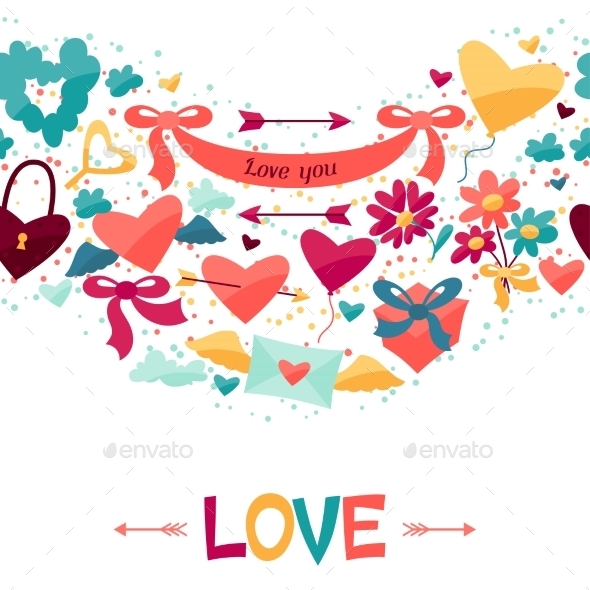 GraphicRiver Pattern with Valentine s and Wedding Icons 9954796 GraphicRiver Pattern with Valentine s and Wedding Icons 9954796
