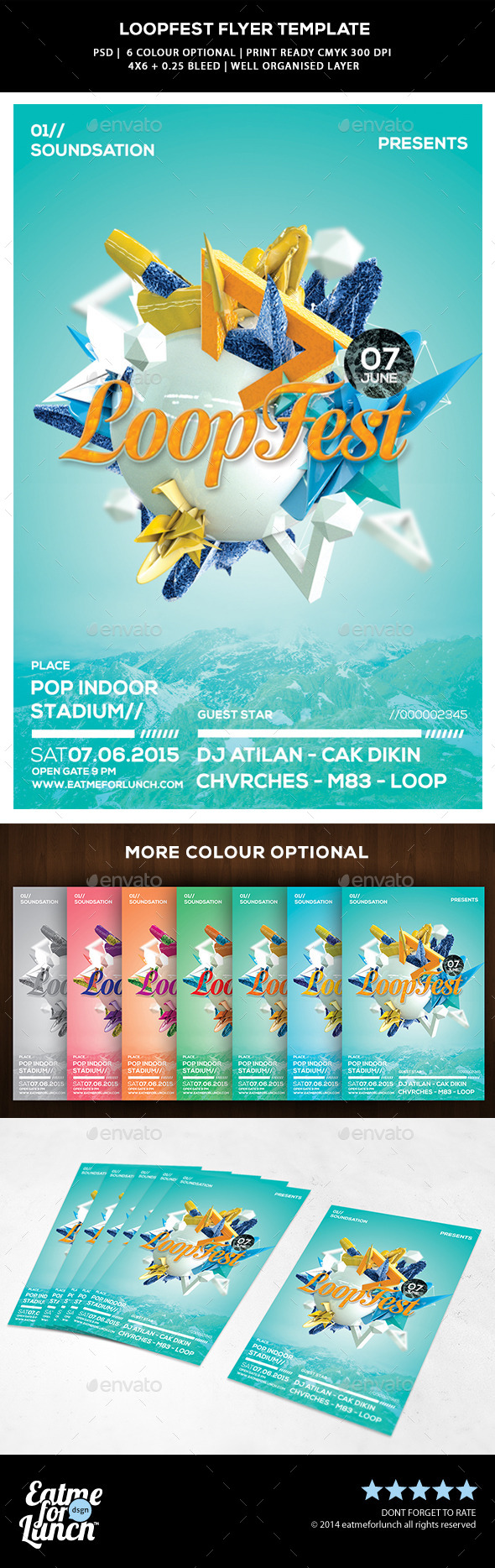 Pop Abstract Flyer Template - Loop Fest (Concerts)