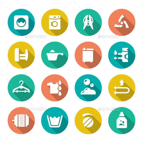 Set Flat Icons of Laundry Set Flat Icons of Laundry