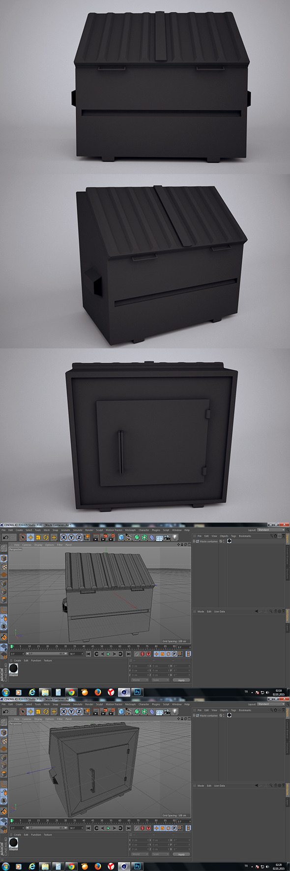 Low Poly Waste Container - 3DOcean Item for Sale
