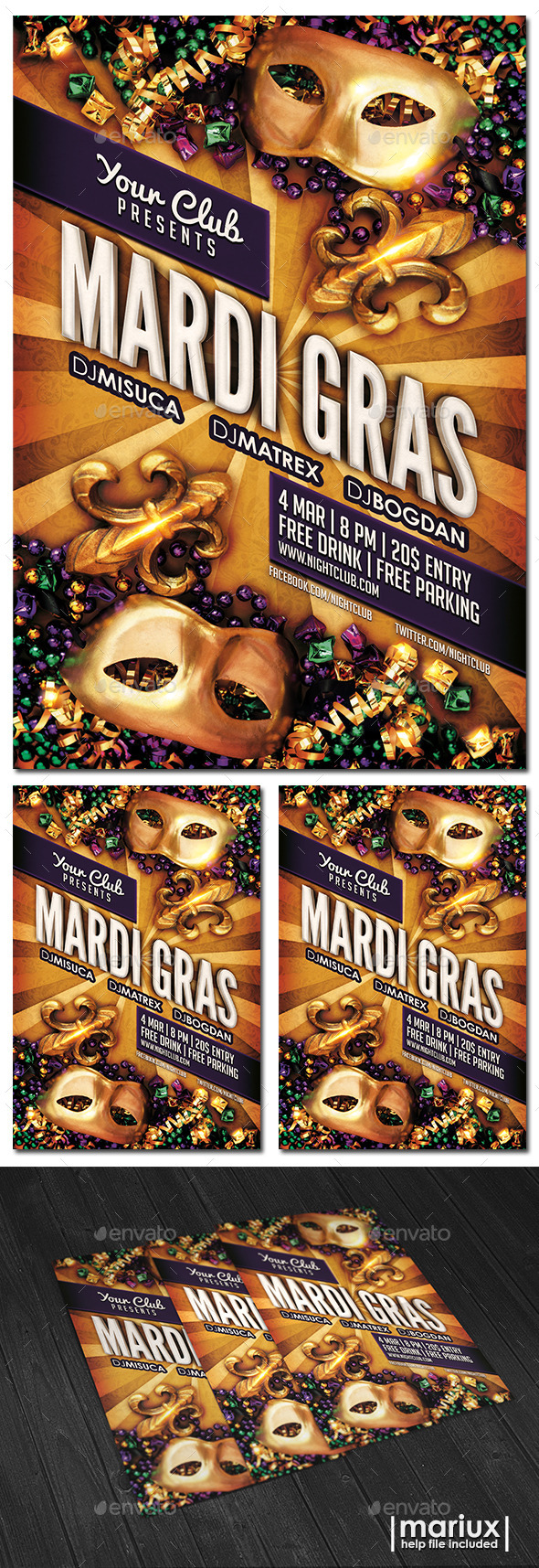 Mardi Gras Party Flyer (Clubs & Parties)