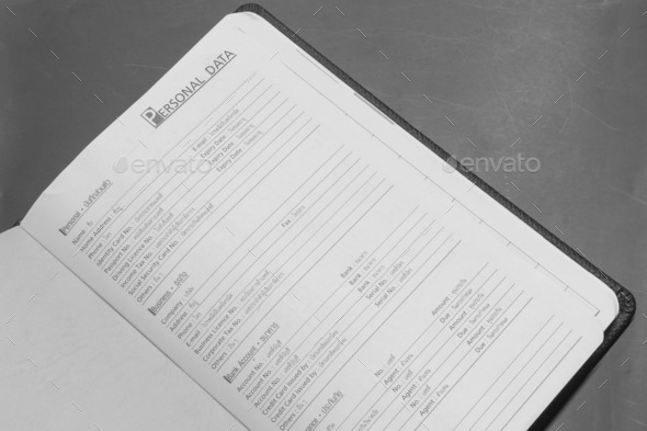 Closeup Empty Paper Personal Data ,English and Thai language