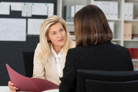 Manageress conducting a job interview