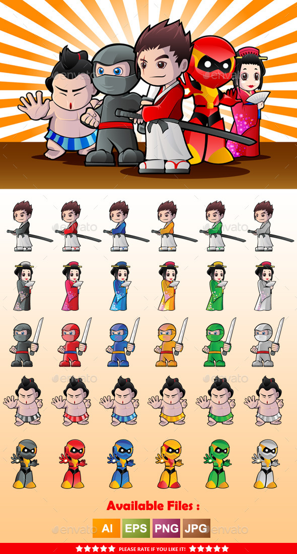 GraphicRiver Japanese Character Mascot 9961456 GraphicRiver Japanese Character Mascot 9961456