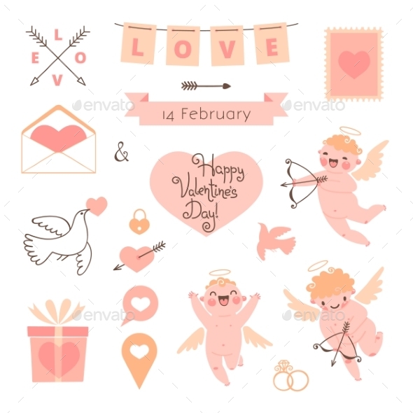 GraphicRiver Valentines Day set of elements for design 9965781 GraphicRiver Valentines Day set of elements for design 9965781