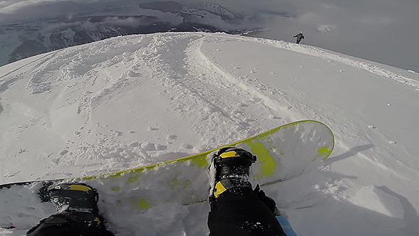 Snowboarder Preparing to Ride Snowboarder Preparing to Ride