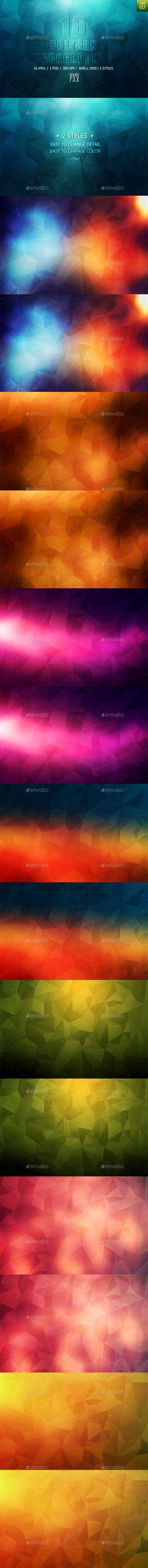 16 Polygon Backgrounds - 2 Styles - Part 02