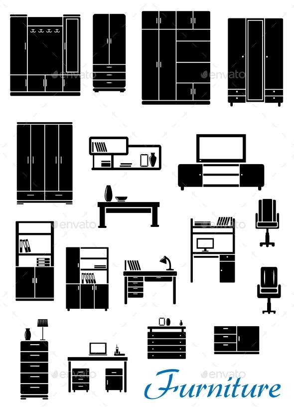 Black Wooden Furniture Icons Black Wooden Furniture Icons