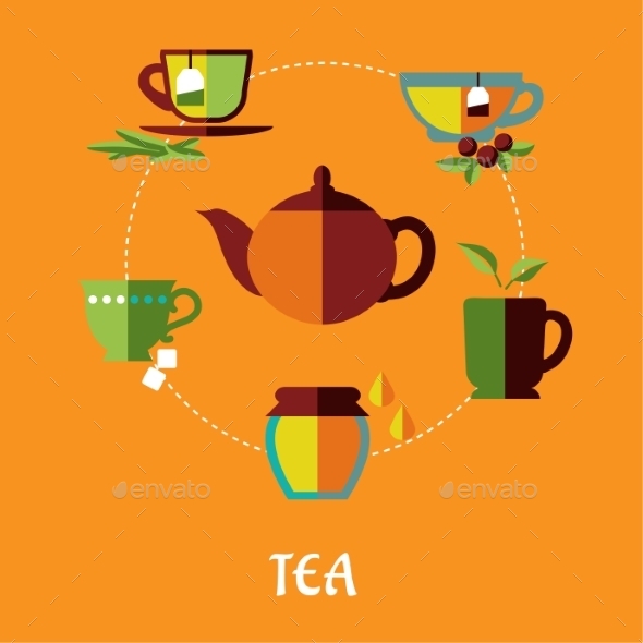 GraphicRiver Tea Flat Concept 9966354 GraphicRiver Tea Flat Concept 9966354