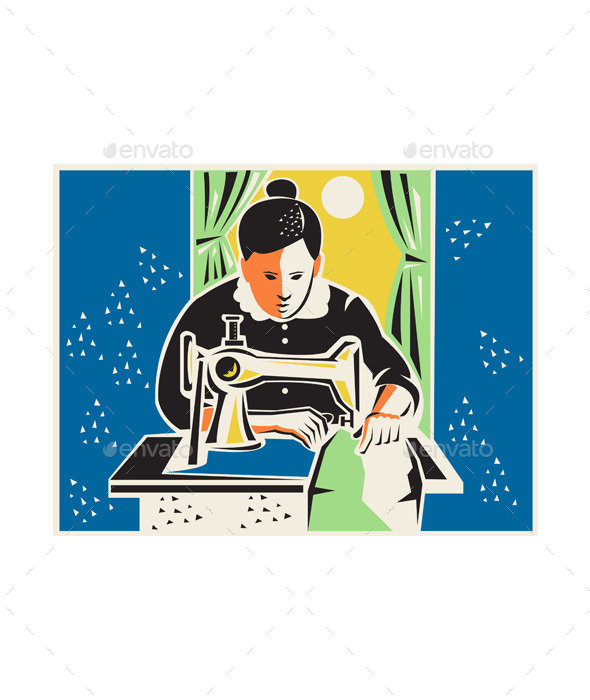 GraphicRiver Seamstress Dressmaker Tailor Vintage 9966366 GraphicRiver Seamstress Dressmaker Tailor Vintage 9966366