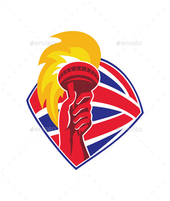 Hand with Torch and British Flag