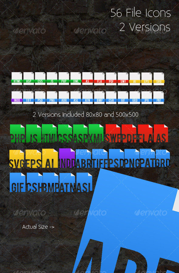 56 File Icons 2 Versions Included 56 File Icons 2 Versions Included
