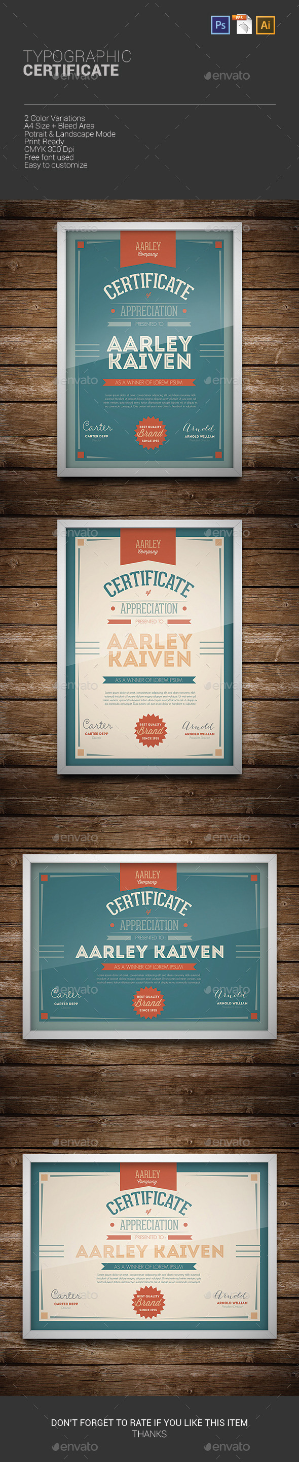 Typographic Certificate Typographic Certificate
