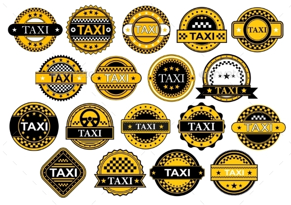 GraphicRiver Taxi Labels in Retro Style 9967594 GraphicRiver Taxi Labels in Retro Style 9967594
