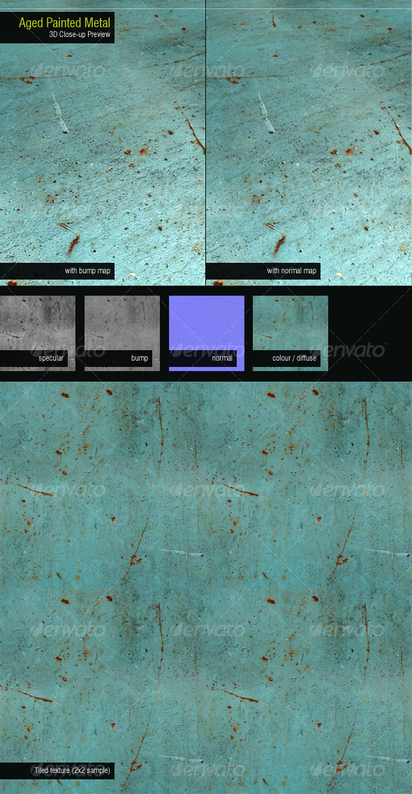 Aged Painted Metal 2 - 3DOcean Item for Sale
