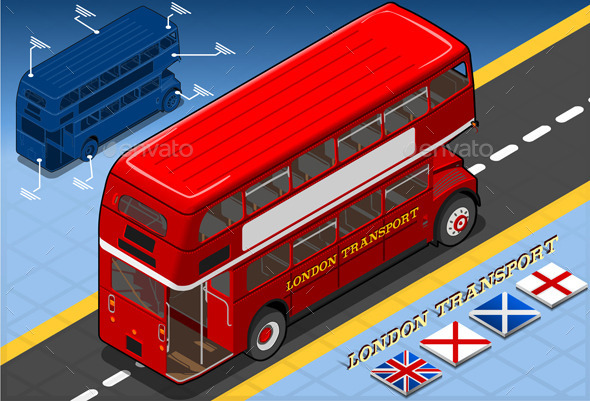 GraphicRiver Isometric Double Decker Bus in Rear View 9981037 GraphicRiver Isometric Double Decker Bus in Rear View 9981037