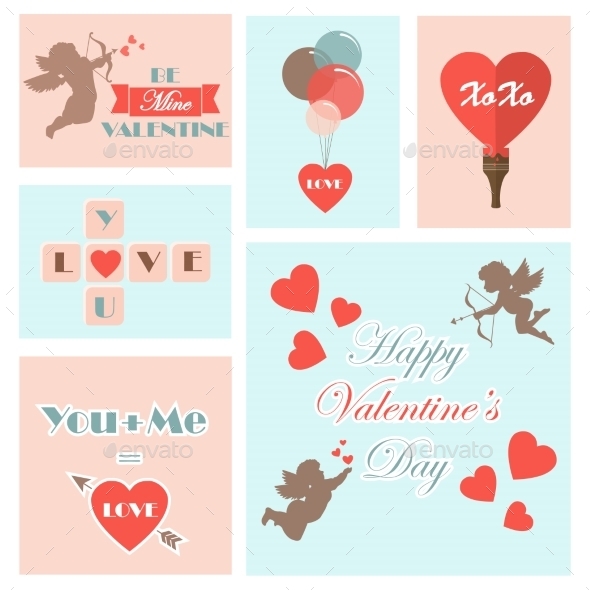 GraphicRiver Set of Valentine s Cards 9984072 GraphicRiver Set of Valentine s Cards 9984072