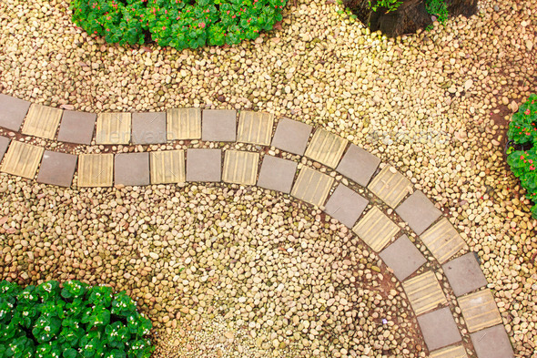 Stone walkway winding in garden (Misc) Photo Download