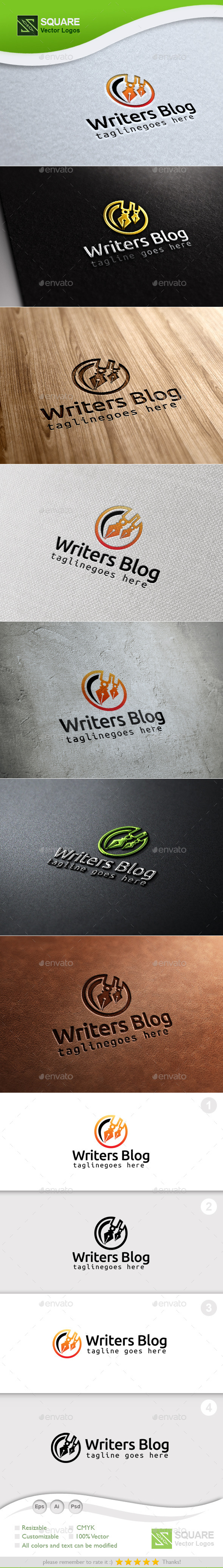 Writer Blog Custom Logo Template (Symbols)