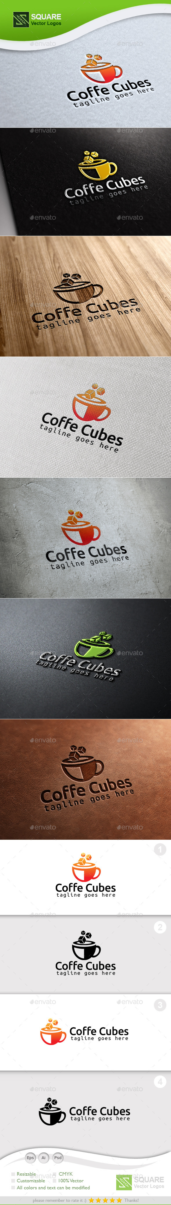 Coffee Cubes Custom Logo Template (Symbols)