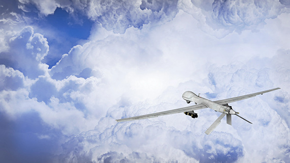 Predator Drone Flying In The Clouds Predator Drone Flying In The Clouds