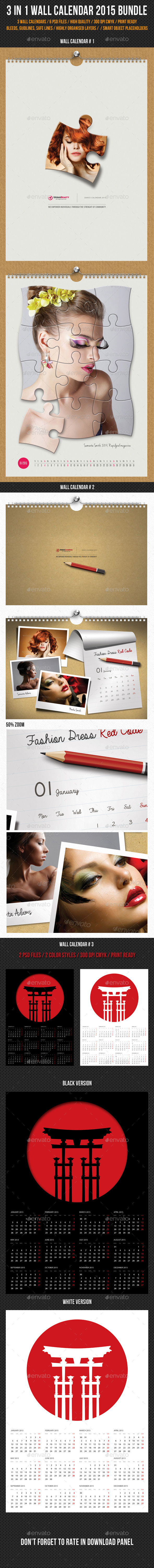 GraphicRiver 3 in 1 Wall Calendar 2015 Bundle V11 9989814 GraphicRiver 3 in 1 Wall Calendar 2015 Bundle V11 9989814