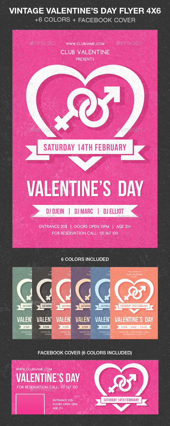 Vintage Valentine Day Party Flyer (Events)