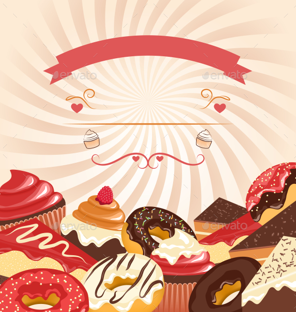 GraphicRiver Sweets with Radial Stripes on Beige Background 9993498 GraphicRiver Sweets with Radial Stripes on Beige Background 9993498