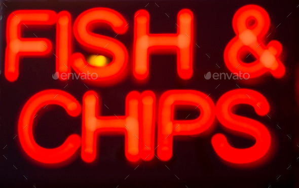 Fish and chips restaurant neon sign (Misc) Photo Download