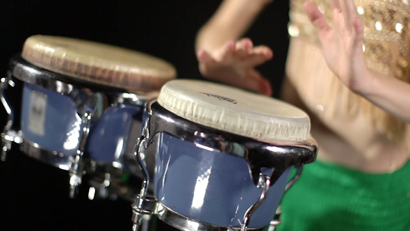 Female Percussion Drummer Performing With Bongos 15 Female Percussion Drummer Performing With Bongos 15