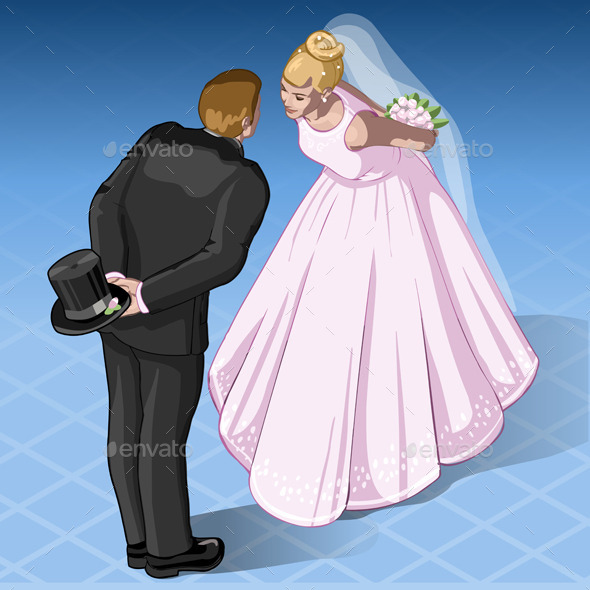 Isometric Kissing Wedding Couple Isometric Kissing Wedding Couple