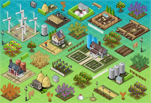 GraphicRiver Isometric Farm Set Tiles 9994998 GraphicRiver Isometric Farm Set Tiles 9994998