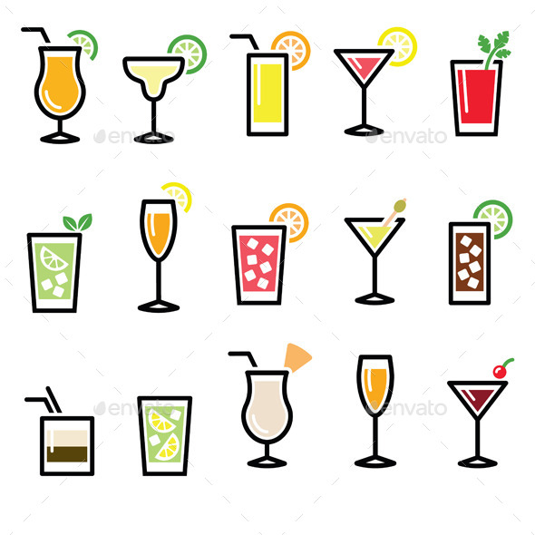 GraphicRiver Cocktails Set 9995553 GraphicRiver Cocktails Set 9995553