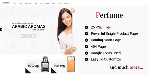 Perfume - eCommerce Perfume Shop PSD Template