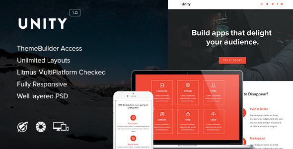 Unity - Responsive Email + Themebuilder Access