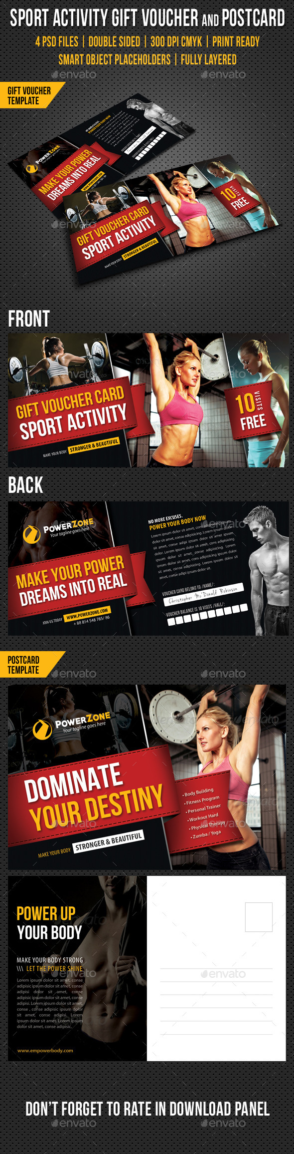 GraphicRiver Sport Activity Gift Voucher and Postcard Templates 9998108 GraphicRiver Sport Activity Gift Voucher and Postcard Templates 9998108