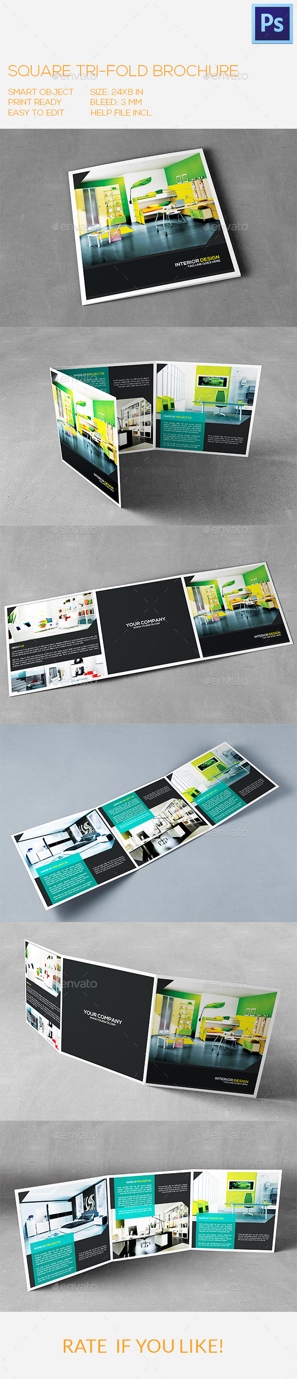 Square Interior Trifold Brochure (Corporate)