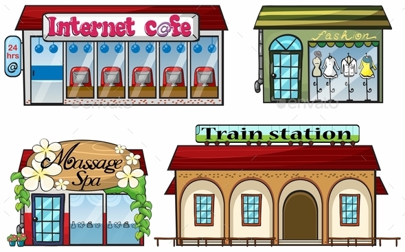GraphicRiver Various Shops and a Train Station 10003405 GraphicRiver Various Shops and a Train Station 10003405