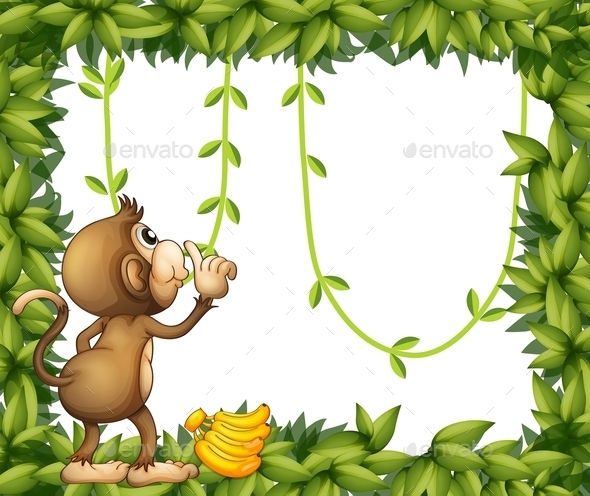 GraphicRiver Monkey with Banana and a Green Frame 10004031 GraphicRiver Monkey with Banana and a Green Frame 10004031