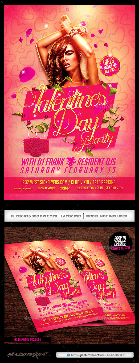 Valentines Day Party Flyer PSD