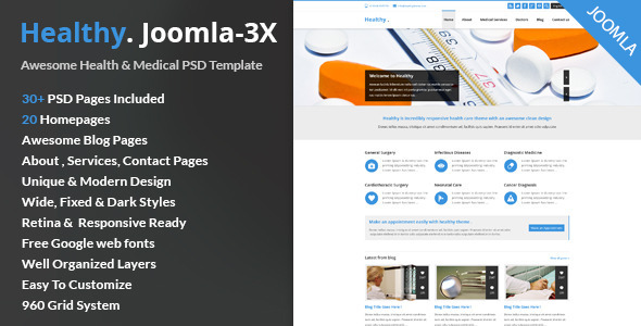 ThemeForest Healthy- Awesome Medical Joomla-3X Template 9723452