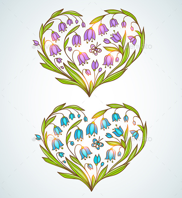 GraphicRiver Blue and Violet Floral Hearts 10010873 GraphicRiver Blue and Violet Floral Hearts 10010873