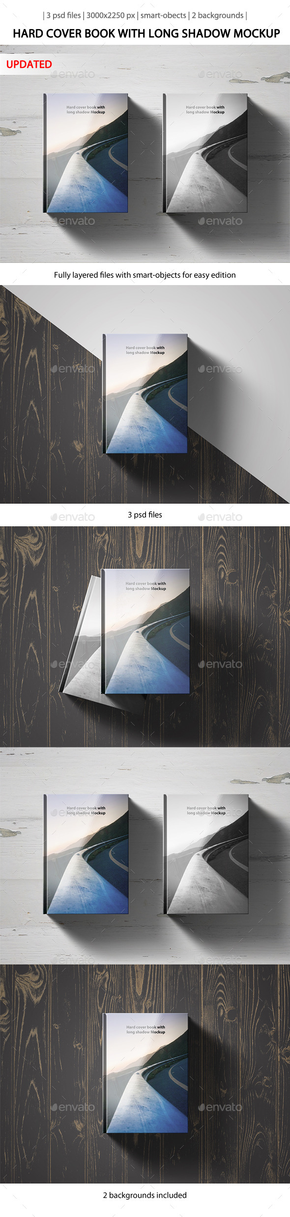 Hard Cover Book with Long Shadow Mockup Hard Cover Book with Long Shadow Mockup