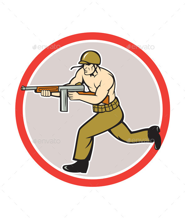 World War Two Soldier American Tommy Gun World War Two Soldier American Tommy Gun
