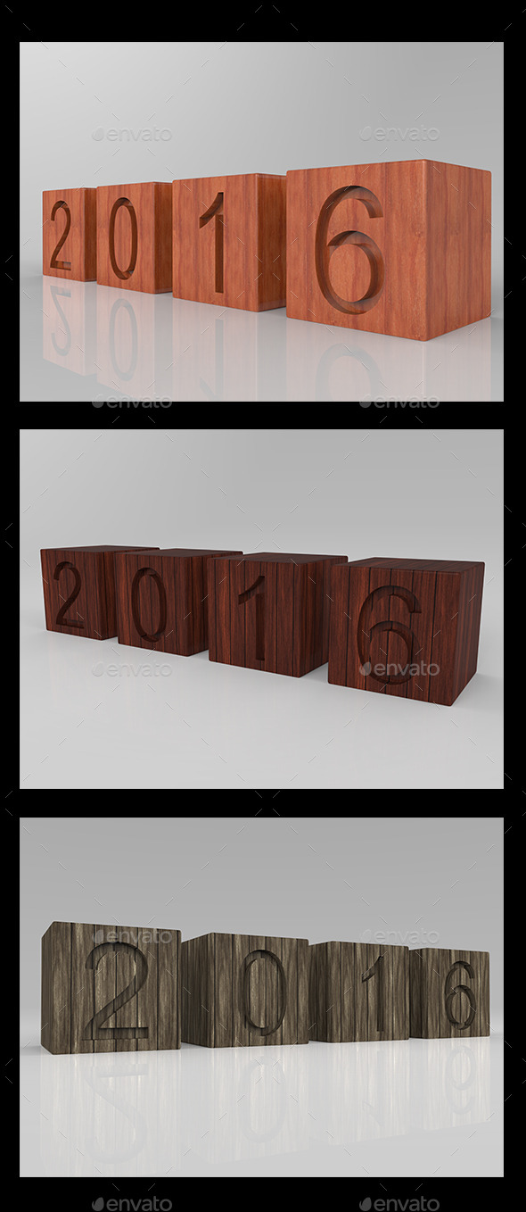 GraphicRiver New Year 2016 3D Wood 10015411 GraphicRiver New Year 2016 3D Wood 10015411