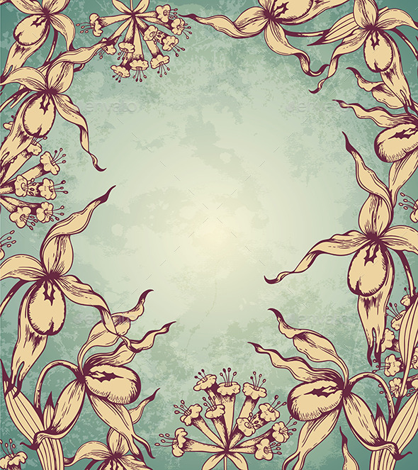 GraphicRiver Hand Drawn Floral Frame with Orchids 10015777 GraphicRiver Hand Drawn Floral Frame with Orchids 10015777